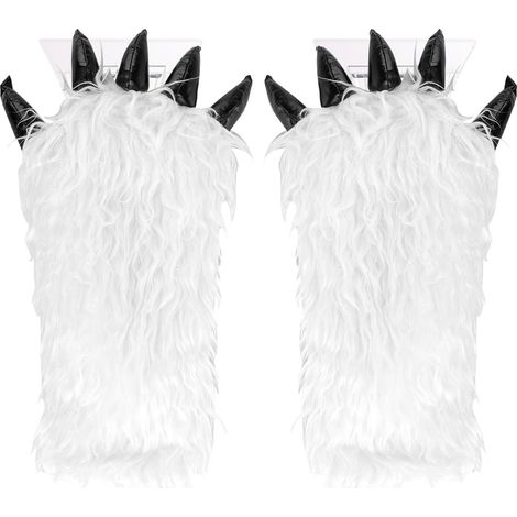 2pcs Grattoirs à Glace avec Gants, Gants d'ours Blanc pour Garder Mains au Chaud avec Grattoir à Glace Intégré au Gants de Grattoir Pare-Brise pour Voitures pour Éliminer Neige Glace en Hiver (1/5)