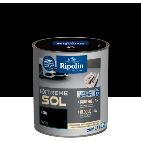 Ripolin – Peinture pour sol intérieur satin 0,5L noir – Ultra-résistante aux taches et rayures – Protection 10 ans – Pour béton et carrelage (1/5)