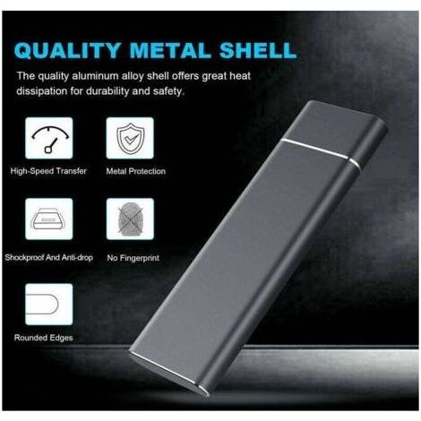 Disque Dur Externe - 2 To - Ssd - Mobile - Haute Vitesse - Portable Externe