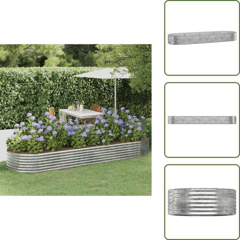 The Living Store Lit surélevé de jardin Acier galvanisé Argenté - Jardinière surélevée (1/5)