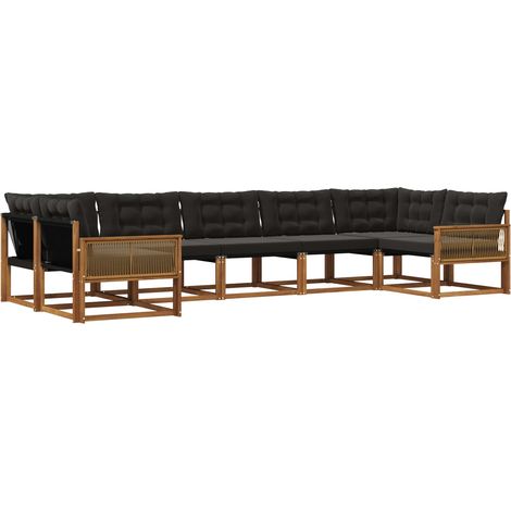 Outdoor Sofa Set with Cushion 7 pcs Natural and Black vidaXL (1/5)