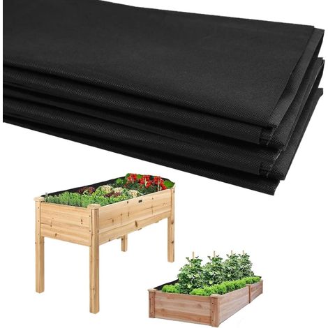 2 Pièces - Doublure de Jardinière - Tapis Non Tissé - Pour Bacs à Légumes et Fleurs - Respirant et Durable - Noir - 160x210cm (1/5)