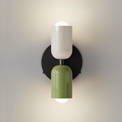 Applique Murale Intérieure Modernes Nordiques Éclairage vers le Haut et vers le Bas,Lampe de Chevet,Applique Murale pour Salle de Bain,Chambre et Salon,Crème Assortie au Vert (1/5)