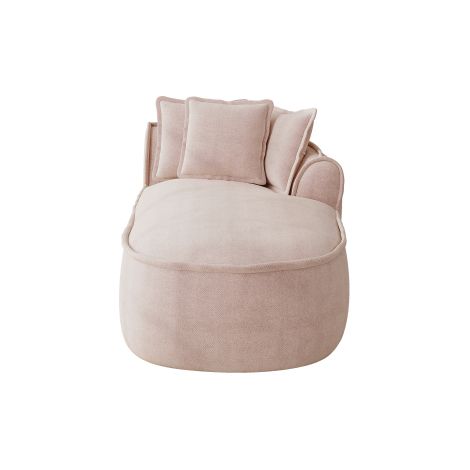 Canapé méridienne Manchester avec coussins en chenille rose WL (1/5)