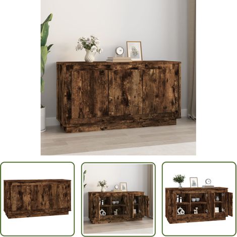 The Living Store Sideboard Räuchereiche 102x35x55 cm Holzwerkstoff - Holz Sideboard - Wohnwand Regal - TV Stand - Schreibtisch - Eckschrank (1/5)