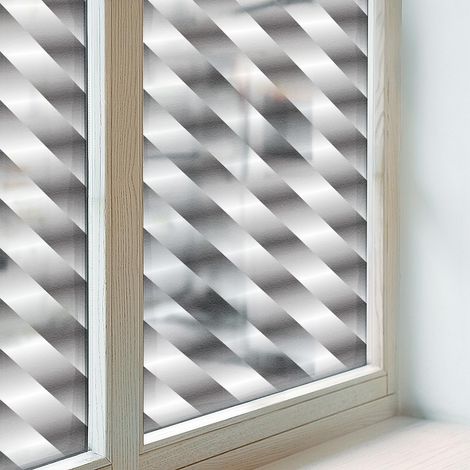 Fensterfolie 100x116 cm Milchglas Selbstklebend Dekorfolie Blickdicht Sichtschutz Fenster PVC Dekorativ Folie für Schlafzimmer Geometrische Streifen