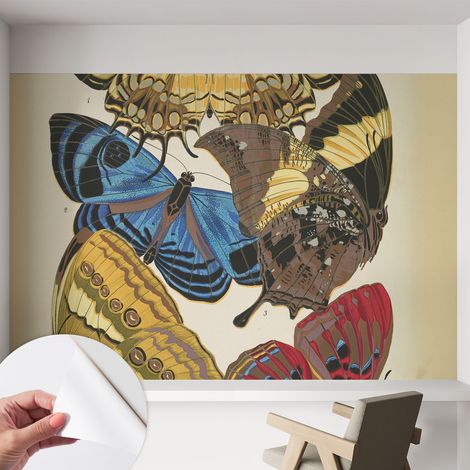 Papier peint adhésif autocollant pour salon chambre à coucher peint imprimé pour mur Inspiration papillons 152x104 cm (1/5)