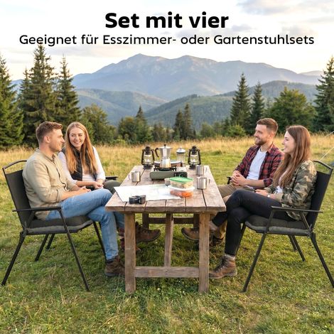 Lot de 4 coussins de chaise 39,5 x 39,5 x 10 cm avec attaches, antidérapants pour intérieur extérieur (1/4)