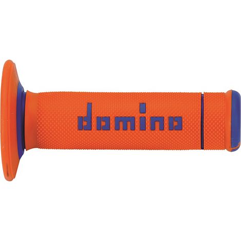 Poignées Domino OFF road X-treme, bi-composantes, noires, orange/bleues