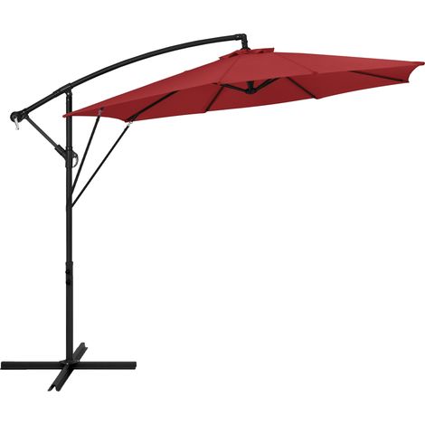 ML-Design Ampelschirm Ø 300 cm, Rot, Alu Sonnenschirm mit Kurbel, Gartenschirm UV50+ Sonnenschutz & wasserabweisend, Marktschirm 360° drehbar & neigbar, Terrassenschirm mit Abdeckung & Ständer