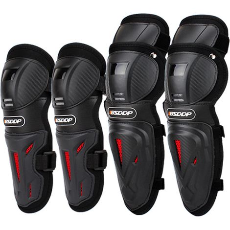 Lot de 4 genouillères et coudières réglables pour adultes, protection des coudes pour moto, cyclisme, course (1/5)