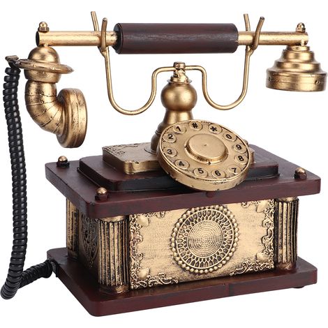 Figurine miniature de téléphone ancien, ornement artisanal en fer forgé ancien, décoration de bureau. (1/5)