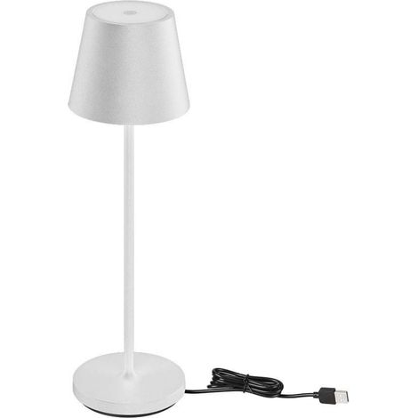 Lámpara de mesa LED V-TAC de 1,5 W, blanca, carga inalámbrica, regulable táctilmente, blanco cálido, IP54