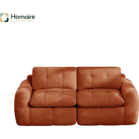 Canapé modulable en chenille orange avec accoudoirs 194 x 97 x 68 cm HOMAIRE (1/5)
