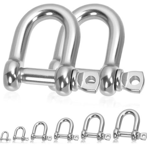 2 manilles en acier inoxydable, crochet d'ancre D robuste, fixation marine et logistique, usage professionnel ou domestique (1/5)