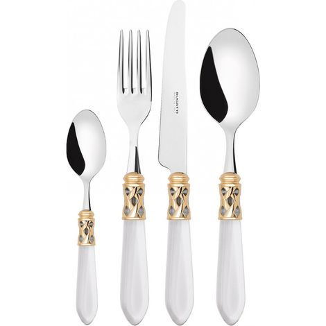 24 pièces couverts ensemble dans un boîtier en bois transparent transparent Aladdin ghiera dorata Bugatti