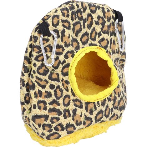 Gemütliches rundes Vogelnest, warmer Papageienkäfig aus Baumwolle, Hängemattennest (mittlere Größe, Leopardenmuster) (1/5)