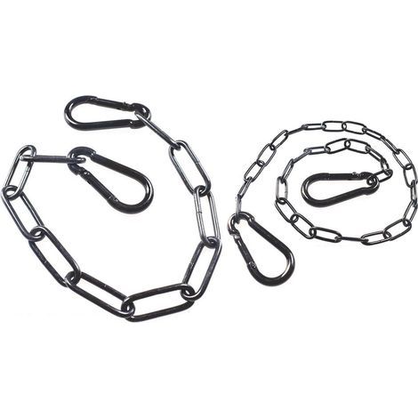 2 Pièces - Chaîne De Sécurité - Serrure De Porte - Verrouillage Métallique Antirouille Pour Clôture Extérieure Et Cage Animal Noir 0,7x1,5x20cm (1/5)