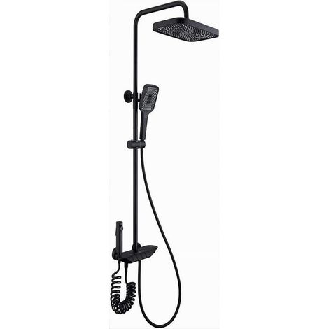 TRADE SHOP - Set Saliscendi Colonna Doccia Bagno Rubinetto Soffione Doccetta Bidet Nero 87344 -
