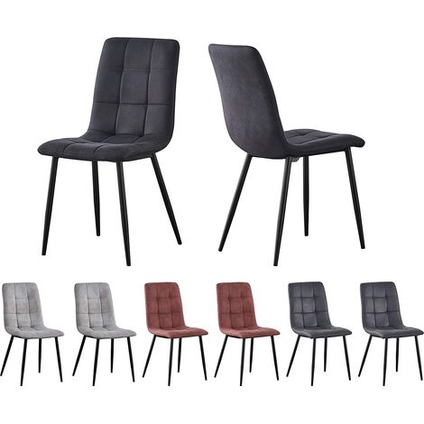 Set of 2 Faux Matte Suede Leather Dining Chairs home & restaurants Henri BLACK (1/5)
