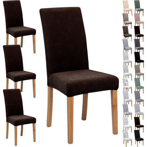 Stuhlbezüge 4/6 Stück, Jacquard, weich, dehnbar, für Esszimmer, Küche, Büro (1/5)