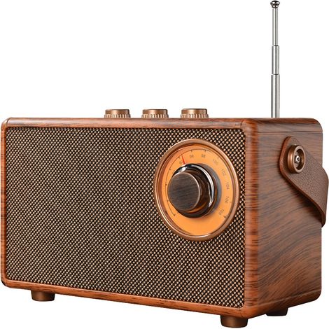 Enceinte Bluetooth en bois avec caisson de basses pour radio, lecteur MP3 mains libres et prise en charge de la lecture USB/carte TF/AUX (1/5)
