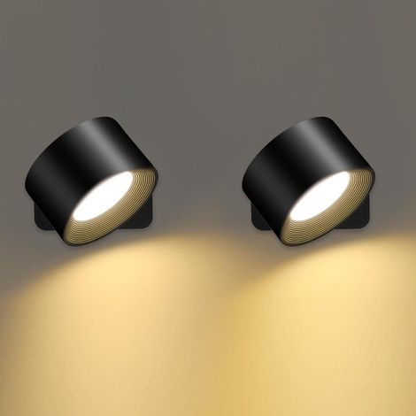 COMELY Wiederaufladbares LED-Nachtlicht mit USB-C-Anschluss, 2er-Pack, Schwarz, Sanftes Umgebungslicht, Für Kinderzimmer, Schlafzimmer, Flur, Reisen
