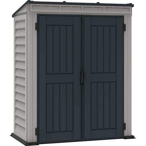Duramax - caseta jardín - YARDMATE PENT PLUS 5x3 - PVC - gris claro y oscuro (1/4)