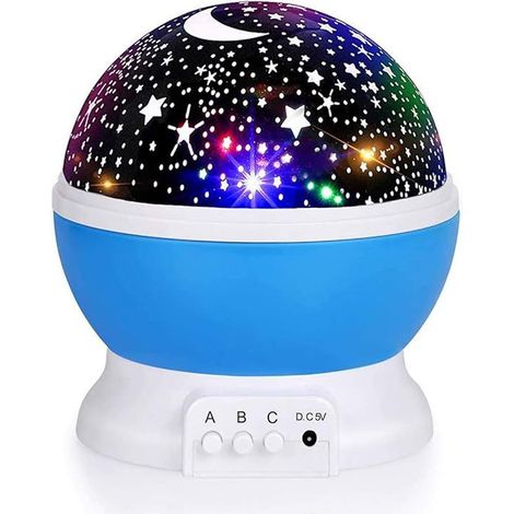 Veilleuse Enfant - Projecteur Ciel Étoilé 360° - Lampe Nuit LED Multicolore - Alimentation USB ou Piles - 1 Pièce