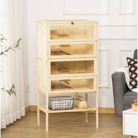 Gabbia in legno per criceti a 5 livelli 60 x 40 x 120 cm con tetto in rete e rampe (1/5)