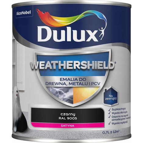 Esmalte acrílico Dulux Weathershield para metal y madera, negro, 0,7 L