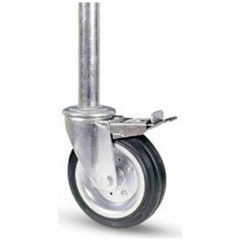RUOTA IN GOMMA PER PONTEGGI PONTEGGIO D. 200 CON MOZZO CUSCINETTI A RULLI 27295V  CON FRENO (27296)