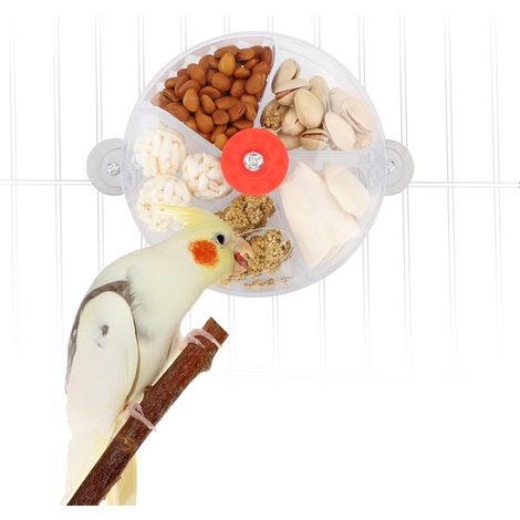 Système de recherche de nourriture créatif pour oiseaux : roue, balle à graines rotative, jouet d'entraînement pour petits et moyens perroquets, perruches, calopsittes, conures (transparent) (1/5)