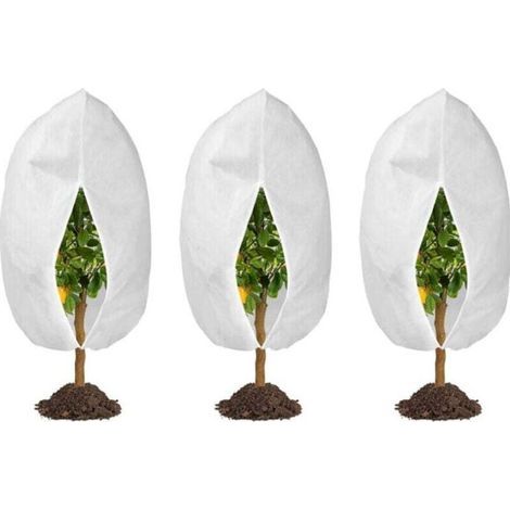 Set di 3 coperture invernali per piante da esterno, 60 cm x 80 cm, con coulisse, resistenti al freddo, alle intemperie, calde e riutilizzabili. (1/4)