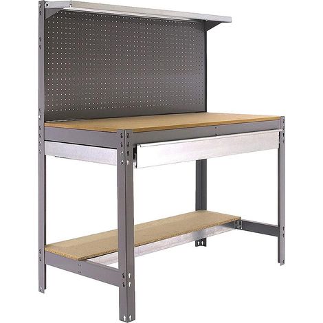 SimonRack - Werkbank-Bausatz 1440x1200x600mm Belastung 600Kg - SIMONWORK BT3 BOX 1200 GRAU/HOLZ (1/4)