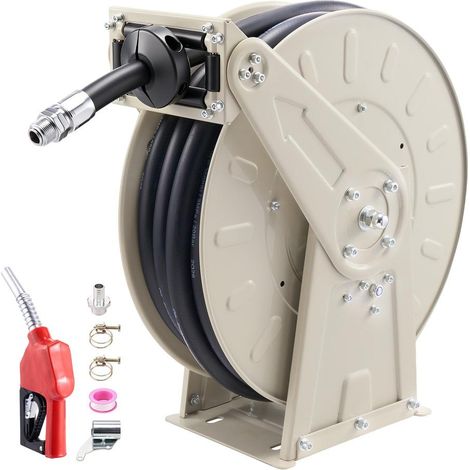 Pour Garage et Station Transfert Rapide Sécurisé Enrouleur Tuyau Diesel 15m 3/4 Pouce Dévidoir Automatique Acier NBR 20 Bar (1/5)