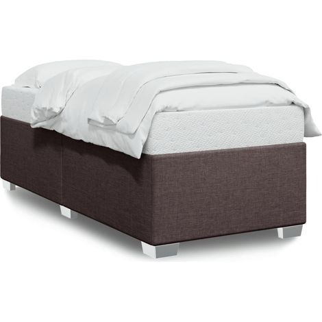 Lit simple,Lit adulte,Cadre de lit sans matelas marron foncé 90x190 cm tissu CFW4148979 (1/5)