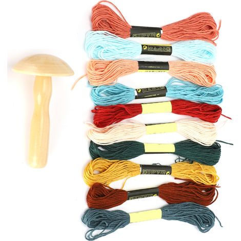 Kit de rapiéçage en bois pour champignons, fils à coudre, outil de couture DIY, maison et voyage, artisanat (1/5)