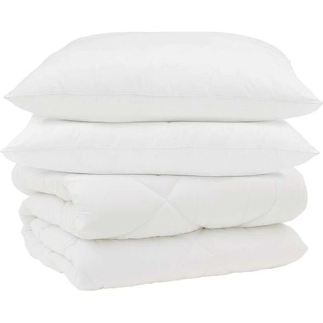 Ensemble couette et oreiller d'hiver (3 pièces), microfibre blanche (1/5)