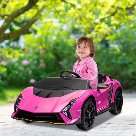 Coche Eléctrico para Niños Lamborghini Autentica con Batería 12V Mando a Distancia Faros Bocina Arranque Suave y Música MP3 Rosa (1/5)