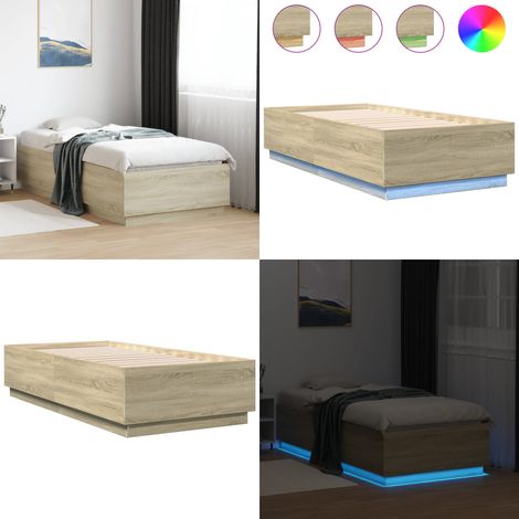 Bettgestell mit LED Sonoma-Eiche 75x190 cm Holzwerkstoff - Holzbettfassungen - Bettsystem - Lattenrost - Schlafzimmermöbel - SONOMA EICHE - Home & Living (1/5)