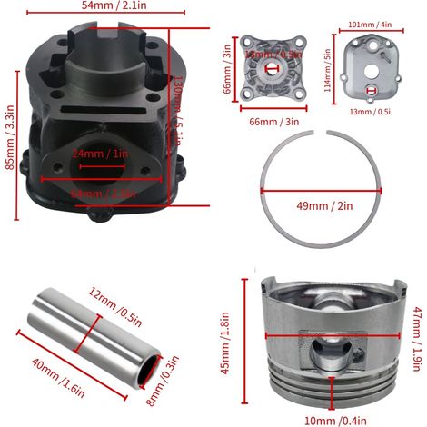 Cylinder block kit for modified Derbi 50 motorcycle, 70 cc, 47 mm (1/4)