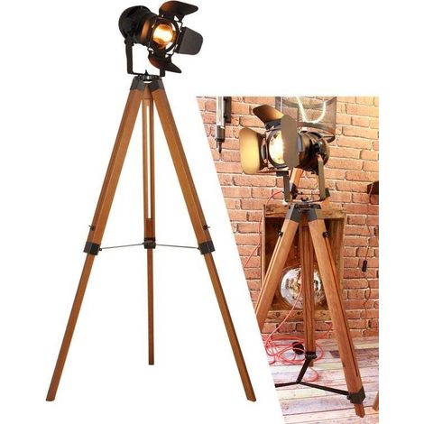 Lámpara De Pie Vintage Con Trípode "CINEMA" 139cm - Negro