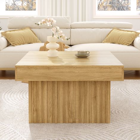 Table Basse Design en Bois avec Plateau PB et Base MDF - Moderne, Robuste et Polyvalente - Salon, Salle à Manger - 79x79x46 cm (1/5)
