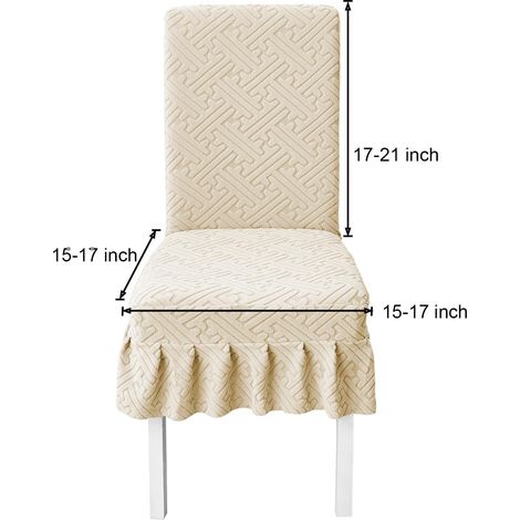 Ensemble de 2 housses de chaises de salle à manger, housses élastiques avec jupe, lavables, idéales pour restaurants, cafés et salles de réception - blanc cassé (1/5)