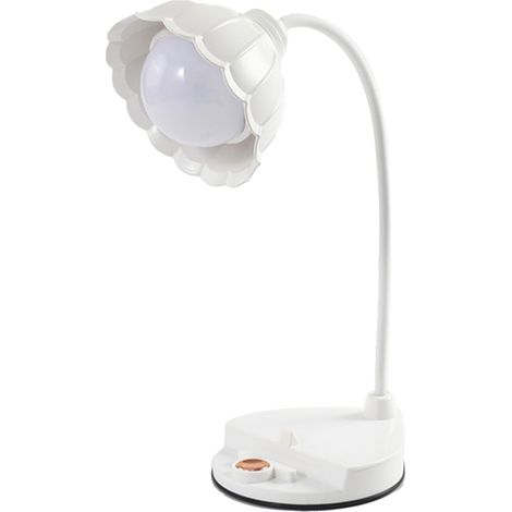 Ortviai Lampe de lecture LED en plastique forme de fleur, tactile, pliable, rechargeable USB, blanc (1/5)