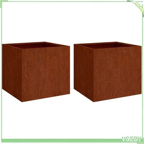 Jardinière - FAFEICY - 821548 - Acier corten - Lot de 2 - 32x30x29 cm (1/5)