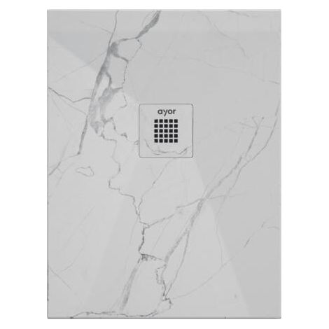 ONDEE - Plato de ducha NOLA 3 - Puede cortarse - 80x100x3cm - Resina - Mármol blanco