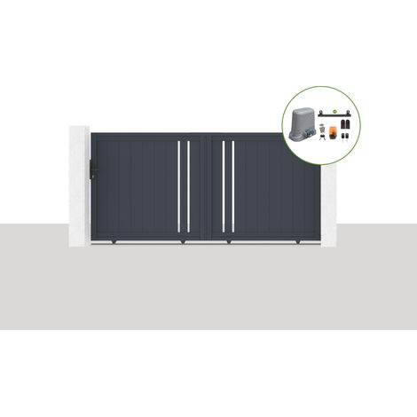 Pack portail coulissant électrique 300x140cm GIONA + Motorisation TANKER C600 (1/5)