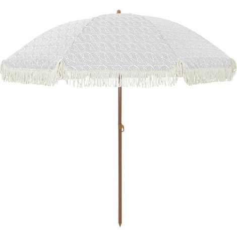 Parasol de plage à rayures grises et blanches, 205 x 205 x 210 cm (1/4)